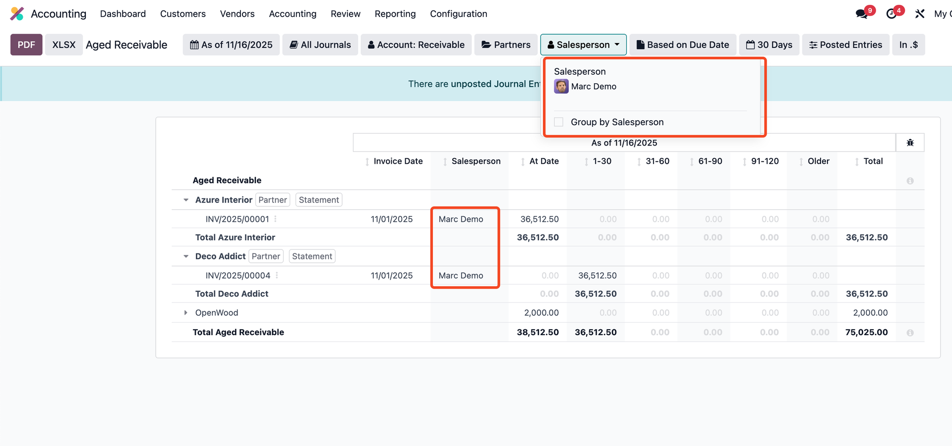 Filtered Report with Salesperson Column