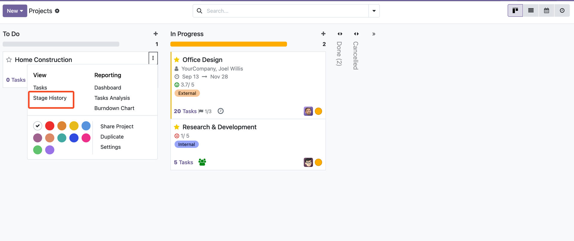 Stage History Smart Button