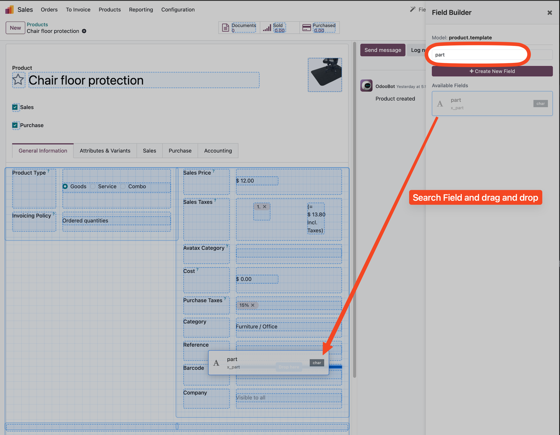 Drag and Drop Fields in Form View