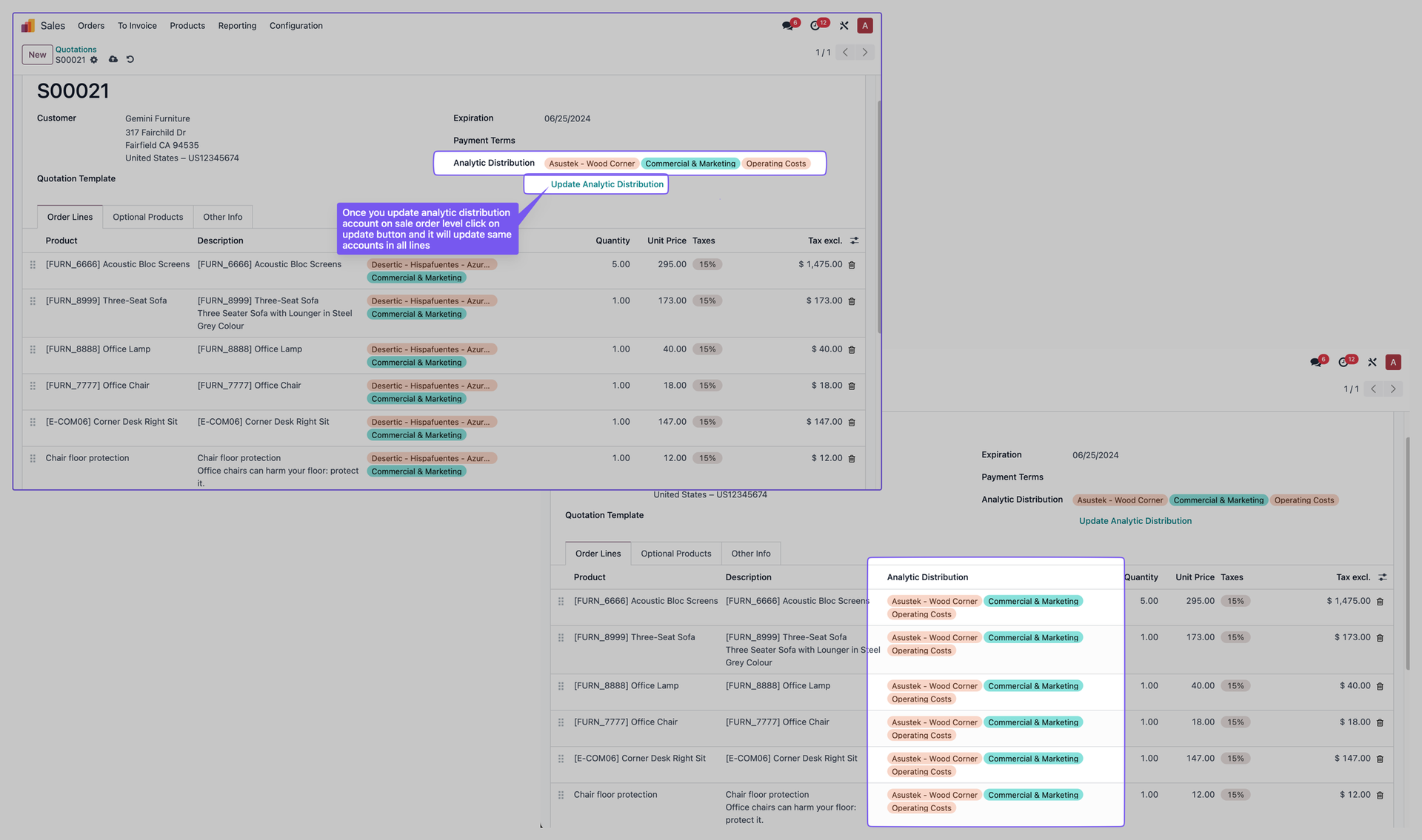 Update Analytic Distribution Button
