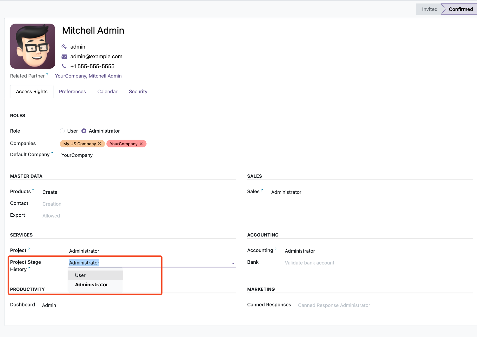 Project Stage History List View
