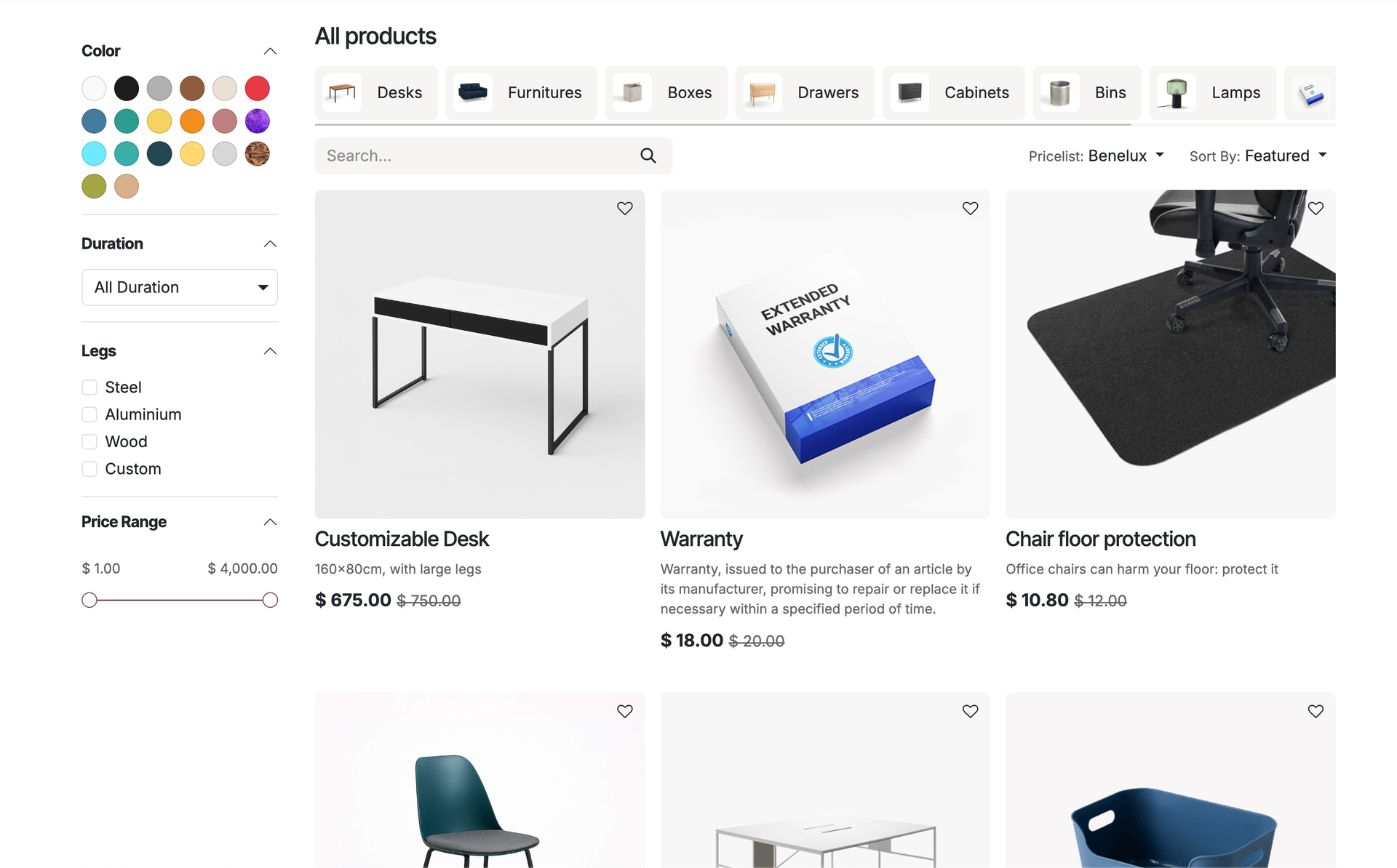 After: Clean shop page