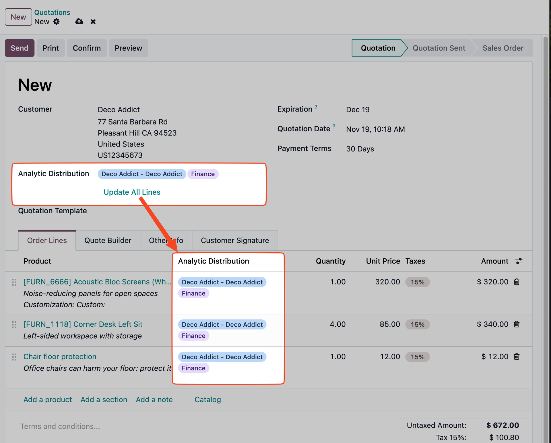 Analytic Distribution on Sale Order