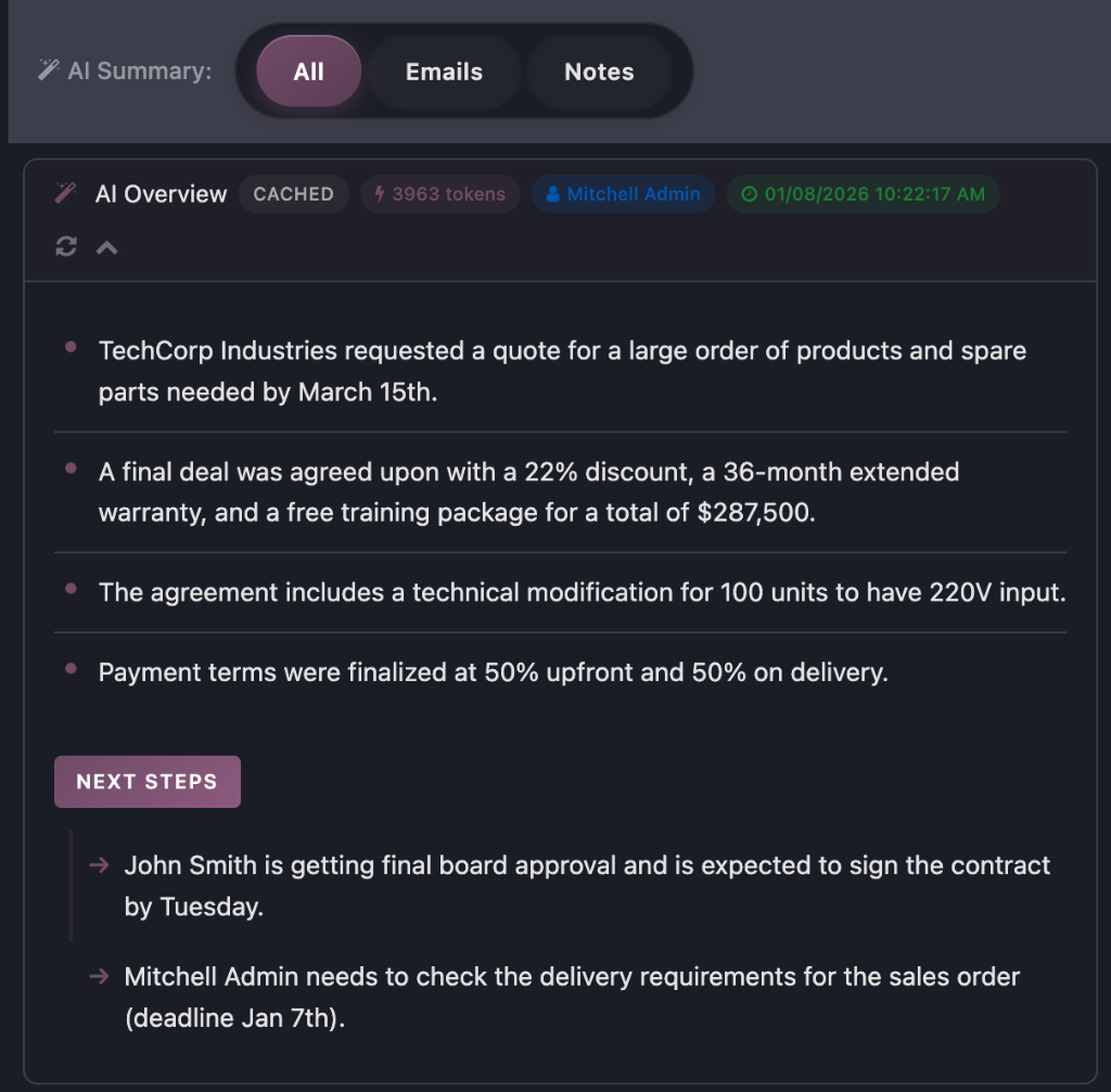 AI Summary in Dark Mode
