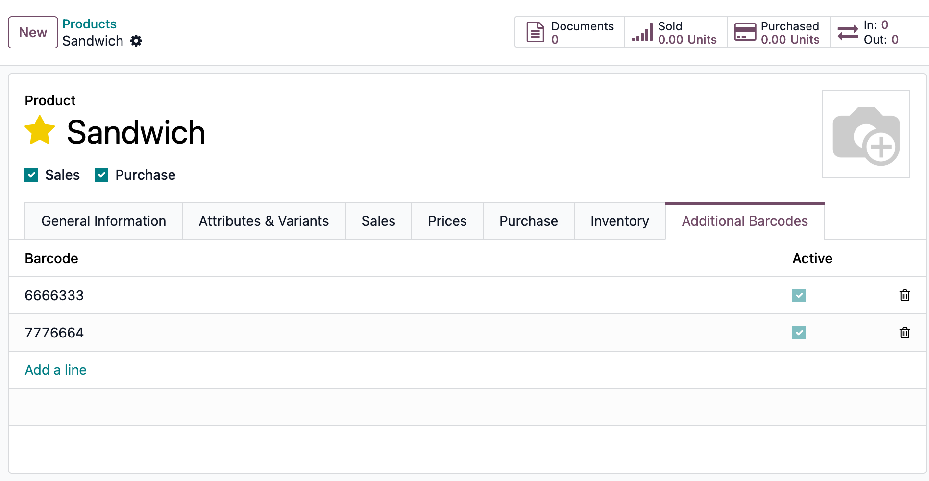 Product Template with Multiple Barcodes